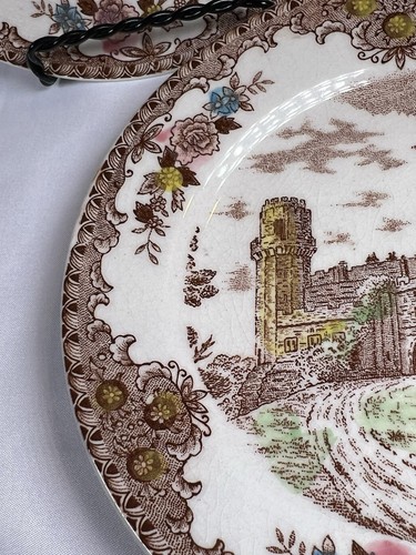 2 VTG Dessert Bread Plates Brown & Richie, Warwick Castle Transferware 6” - Picture 9 of 23