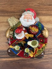 Christmas Ornament Ball Santa Claus Miniature Tea Set Hand Painted Resin
