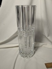 Mid Century Modern Lead Crystal Heavy Cylinder Vase MCM 12in NEW Free Shipping