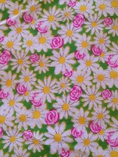 100 cotton fabric DAISY ROSE material woven texture 8 yards x 45 pink yellow