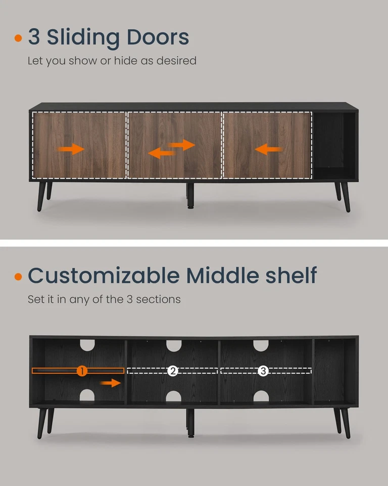 Soporte de TV, montaje súper rápido sin herramientas, gabinete de TV para televisores de hasta 72 pulgadas, en... Foto 3 de 4