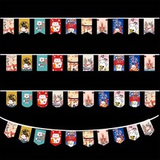 Japanese Style Lucky Cat Hanging String Flag Sushi Restaurant Bunting Banners