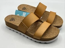 Reef Women's Cushion Vista Hi Sandal Natural Brown and White Size 9 New