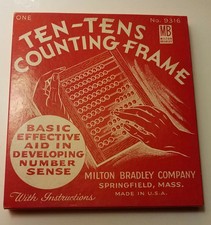 Vintage Abacus Milton Bradley Ten-Tens Counting Frame 9316 Original Box