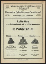Rechnung Esslingen a. N., Maschinenfabrik und Allgemeine Brikettierungs-Gesells 