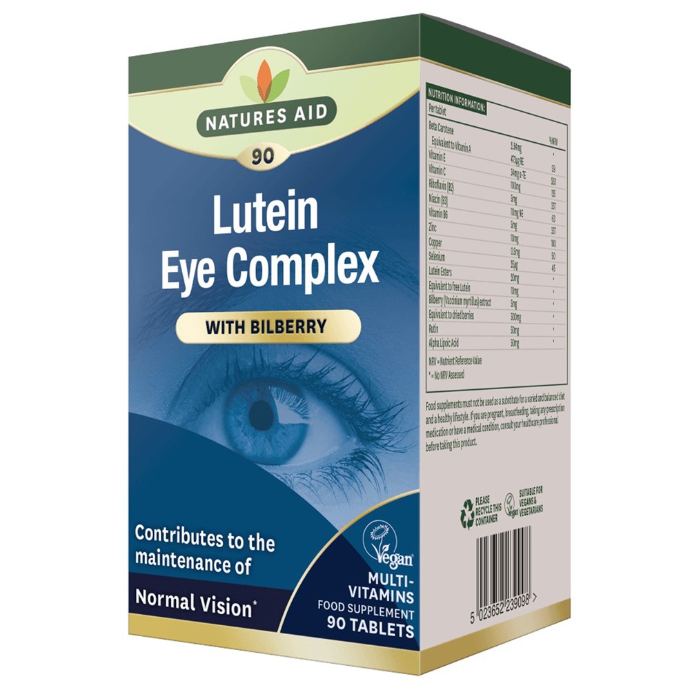 Natures Aid Lutein Eye Health Complex, Vitamin A, B2 & Zinc 90 Tablets x2 Bundle - Image 3