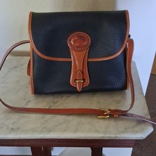 Dooney Bourke Black/Brown Pebbled Crossbody Bag Buckle Closure Gold Hardware