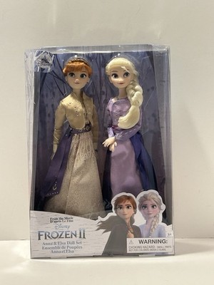 Disney Store Frozen 2 Elsa & Anna Doll Set Purple & Gold Gown NEW NRFB