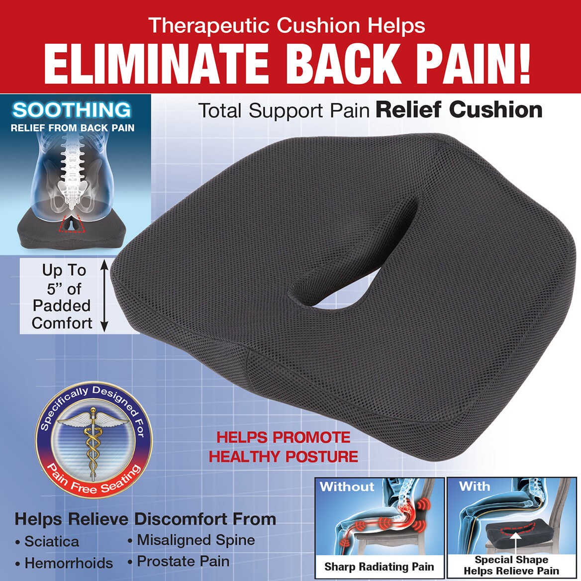 Total Support Pain Relieving Seat Cushion