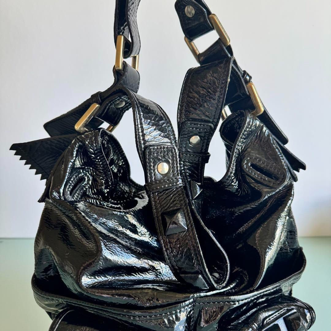 Chloe Patent Leather 2WAY Shoulder Bag Black Handbag Vintage Horse