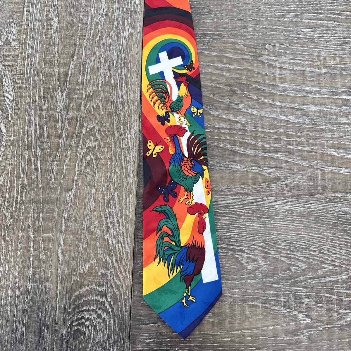 Eagles Wings Men's Multi colored Polyester tie featuring the Denial of Peter