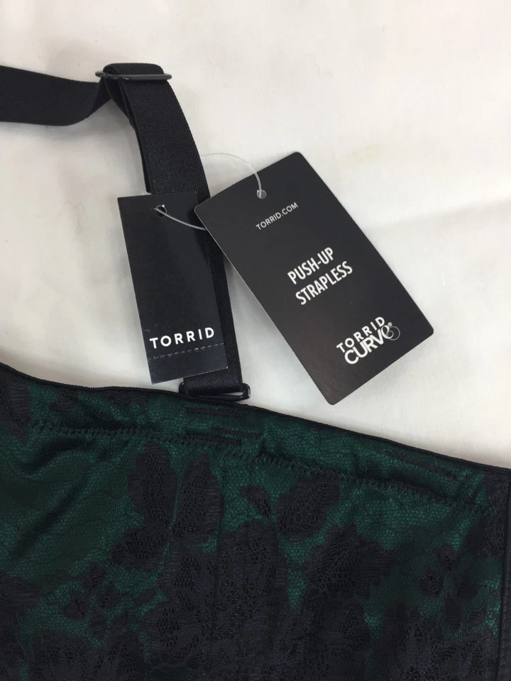 Torrid Curve Push-Up Strapless Bra 15568912 Black Green Size 48DDD New NWT - Image 3 of 4