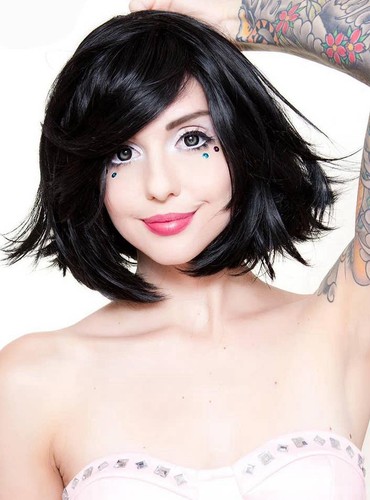 Rock Star Wigs • Hologram 12” Black Bob • Cosplay • Halloween • 00662