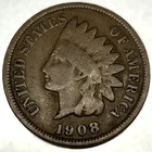 1908 Indian Head Cent Penny Good Condition 1c US Coin - 2629