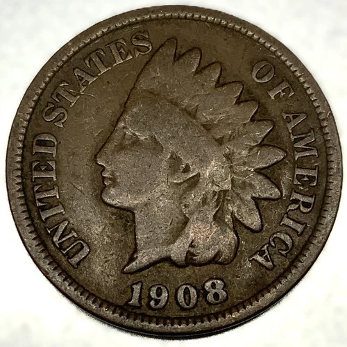 1908 Indian Head Cent Penny Good Condition 1c US Coin - 2629