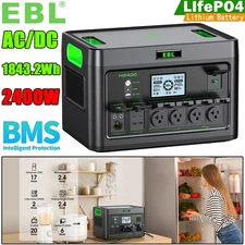 2400W/1843.2Wh Portable Power Station Solar Generator Outdoor Camp Power Sup⁣ply