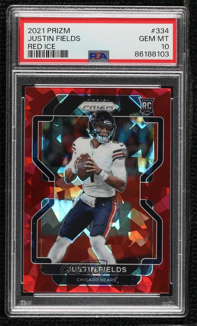 2021 Panini Prizm Red Ice Justin Fields #334 PSA 10 GEM MT Rookie RC