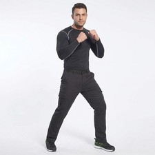 Image of Mens Portwest Slim Fit Stretch Combat Cargo Work Trousers 6 Pockets Utility Pant
