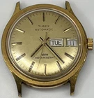Vintage Mens Water Resistant Gold Tone Timex Automatic Watch Running HB