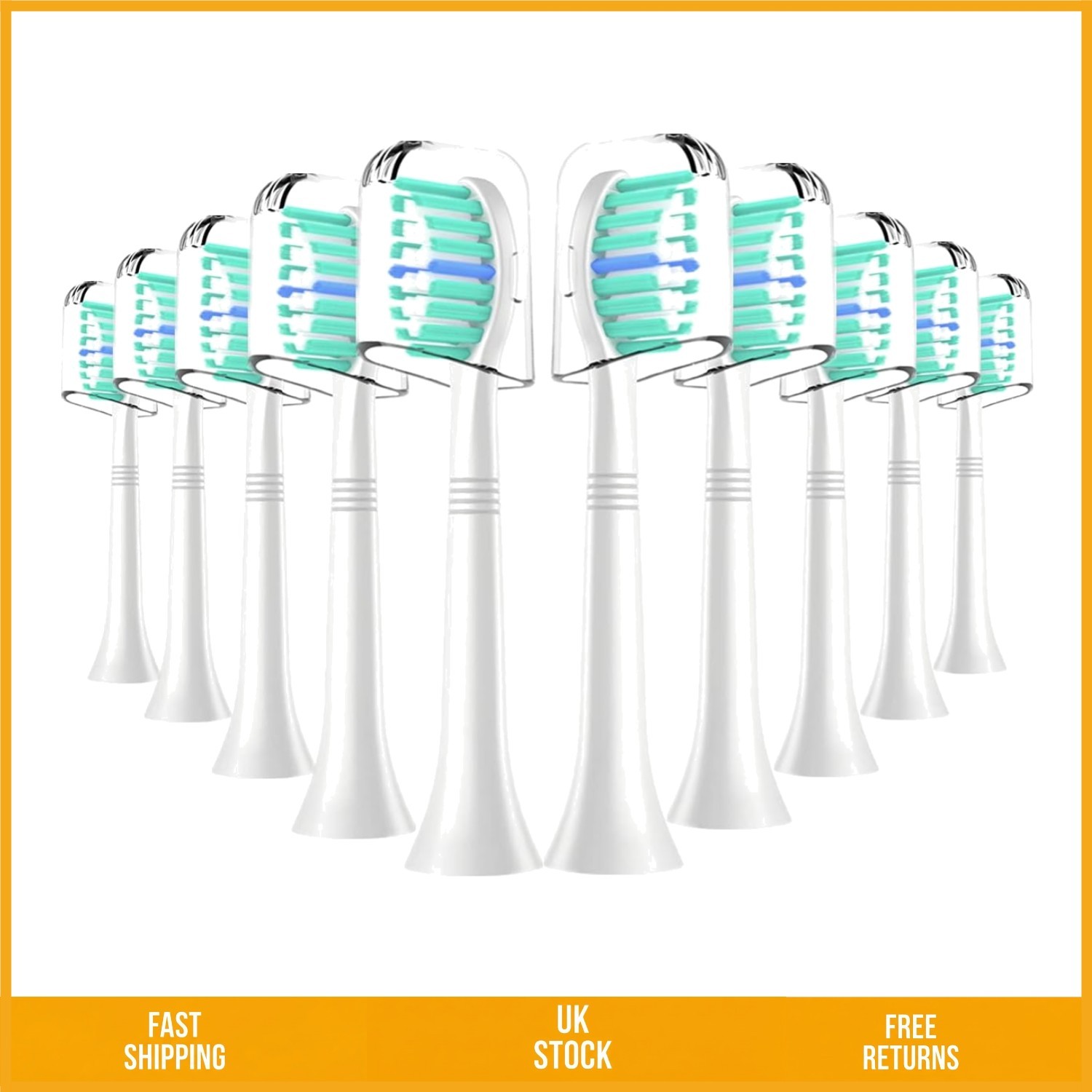 Quality Replacement Electric Toothbrush Heads with Travel Caps 10 Pack
