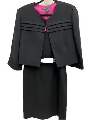 Jessica Howard 2 Piece Women’s Dress Suit with belt Brand New Black Crepe size12 - Image 1 of 4