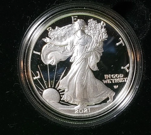 2021-S 1oz Proof American Silver Eagle Type 2 (21EMN), w/Box &COA  (B)