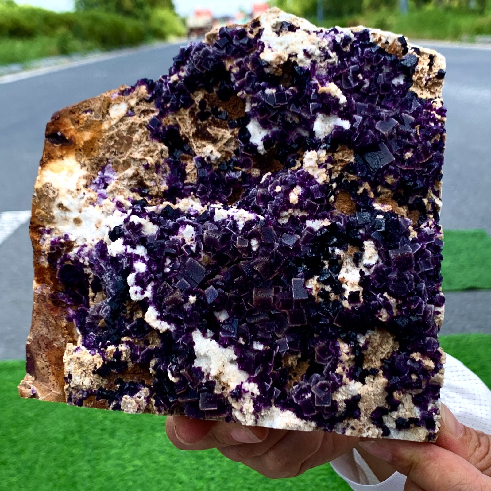 2.77LB Rare Transparent Purple Cubic Fluorite Crystal Specimen from China