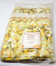 Vintage Durable Press Yellow Daisy Flower Cotton 50/50 Sheet FULL Size 94x110