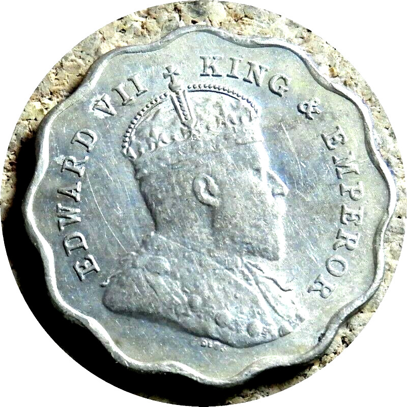 elf India British 1 Anna 1907 B  Edward VII  