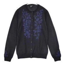 KEITA MARUYAMA Embroidery Wool cardigan Black navy 5-0922T∞