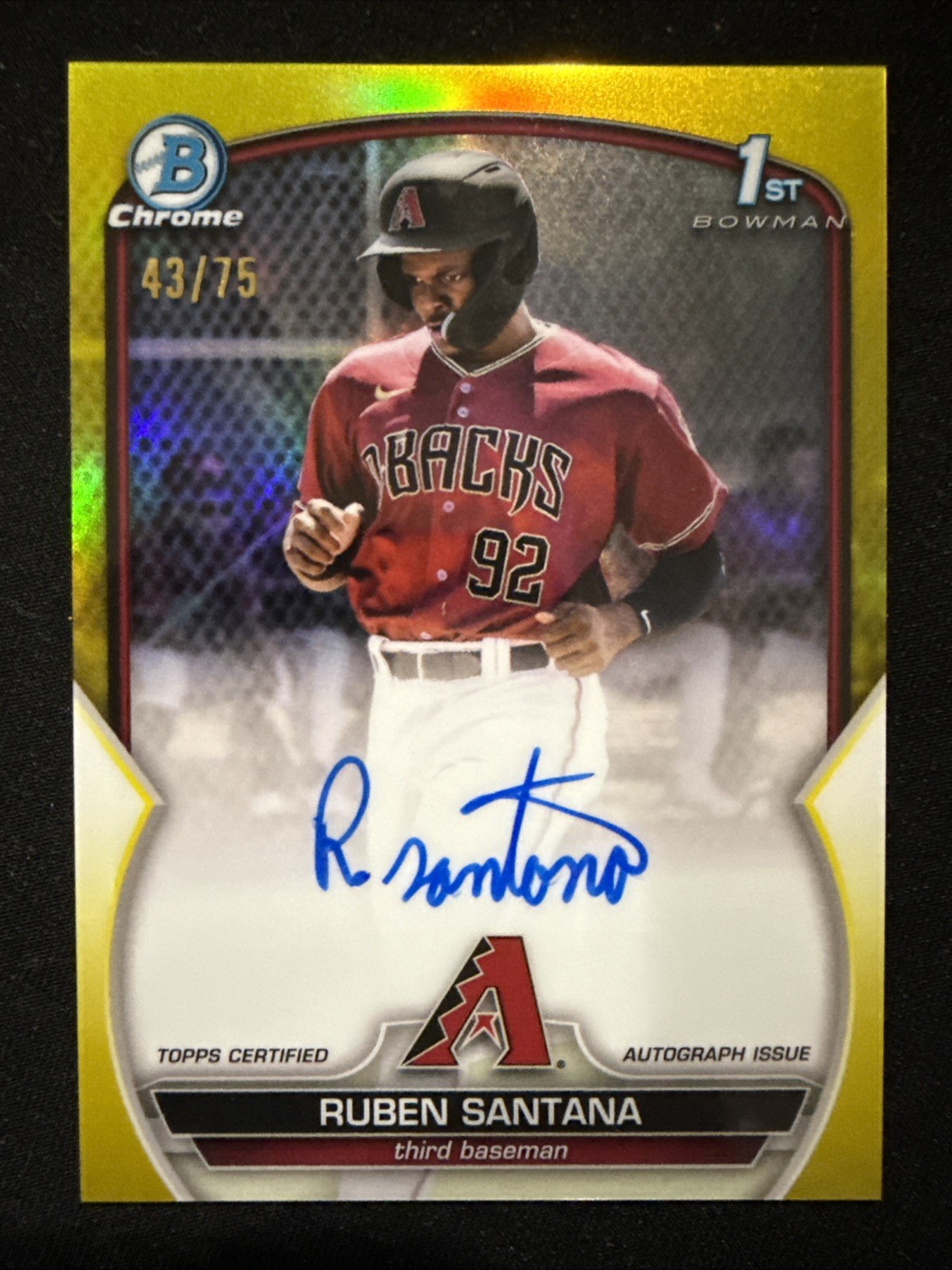 2023 Bowman Chrome Ruben Santana CPA-RSA 1st Bowman Autograph Yellow #/75 RC AU