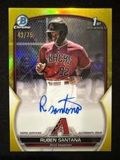 2023 Bowman Chrome Ruben Santana CPA-RSA 1st Bowman Autograph Yellow #/75 RC AU