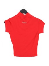 Converse Damen Polo XS Rot 100% Baumwolle Kurzarm Kragen Basic
