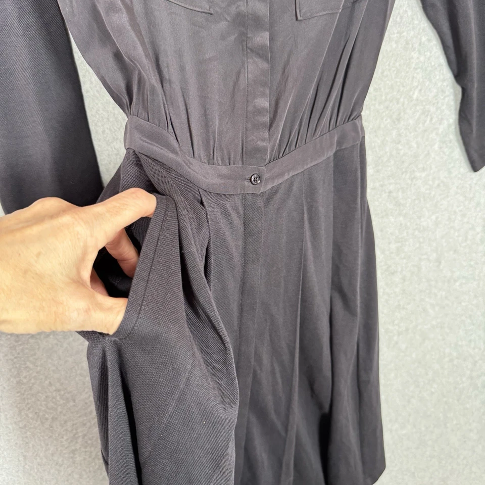 Vestido Lacoste para mujer manga 3/4 botones seda algodón bolsillos pliegues negro 36 Foto 3 de 4