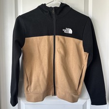 The North Face Hoodie Boys Medium 10 Tan and Black Full Zip