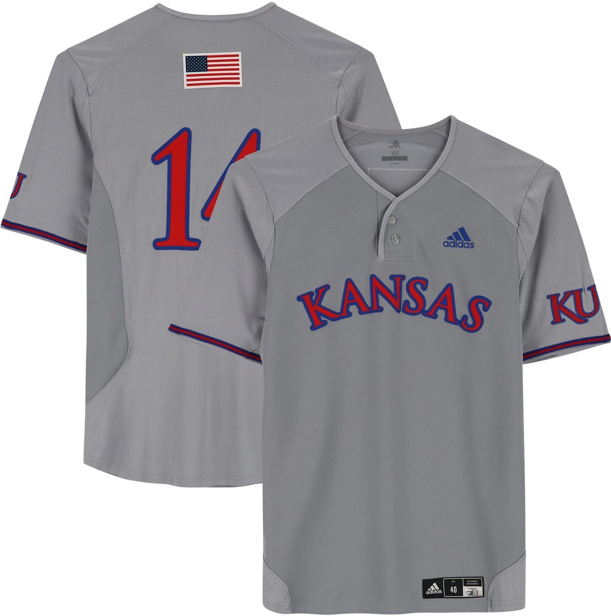 Kansas Jayhawks Team-Issued #14 Gray Jersey from the Baseball