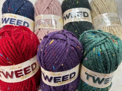 King Cole Big Value Super Chunky Tweed Wool Yarn by 100g Ball Various Colours