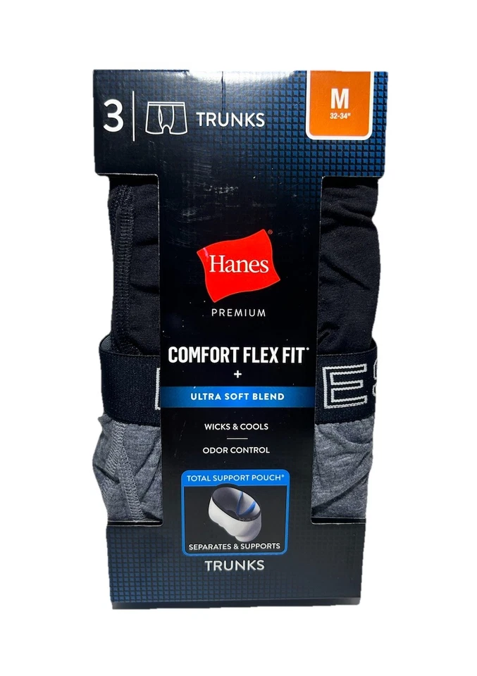 Nuevo paquete de 3 calzoncillos Hanes premium cómodos ajuste flexible talla M (32-34") Foto 2 de 4