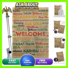 Angeleno Heritage Always Welcome Burlap House Flag Double-Sided Made in USA