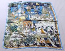 Silk Silky Women's Pure Silk Scenery Pattern Square Scarf EJ3 P059 One Size NWT