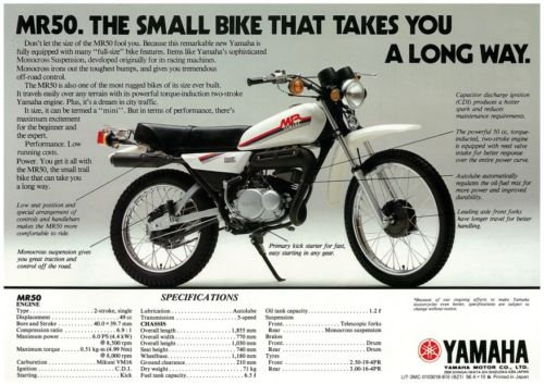 YAMAHA Brochure MR50 1981 Motorcycle Sales Catalog Catalogue REPRO