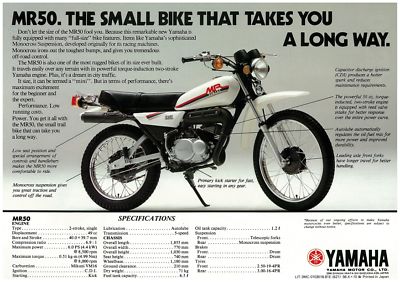 YAMAHA Brochure MR50 1981 Motorcycle Sales Catalog Catalogue REPRO