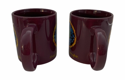 Penzeys Coffee Tea Mug Cup Heal the World Cook Dinner Tonight Purple Set Of 2 - Picture 2 of 6