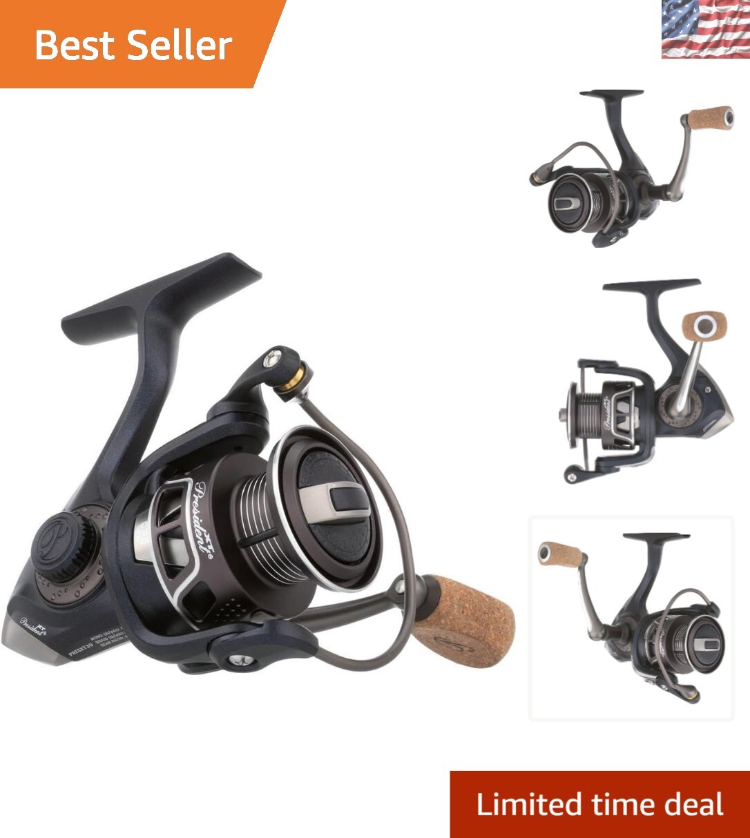 High Performance President XT Fishing Reel - Instant Anti-Reverse & 10 lb Drag