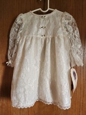 Vtg Rare Editions Ivory Lace Dress Lined ILGWU Union Sz 2T USA NOS Original Tags