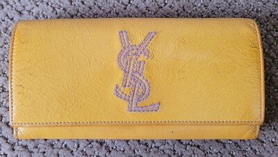 AUTH YVES SAINT LAURENT YSL LEATHER BI-FOLD LONG WALLET BOX