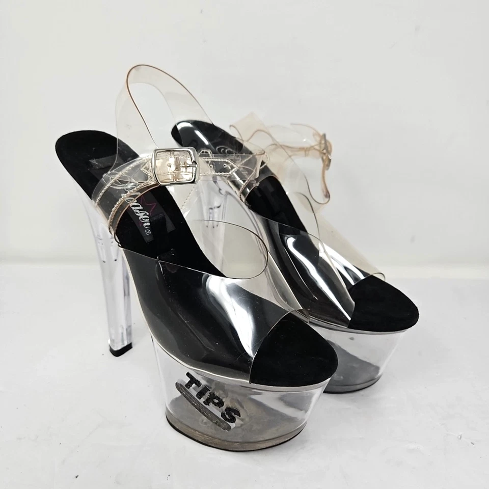 Pleaser 708 7” plataforma transparente tacones altos mujer talla 8 puntas de bailarina exótica Foto 2 de 4