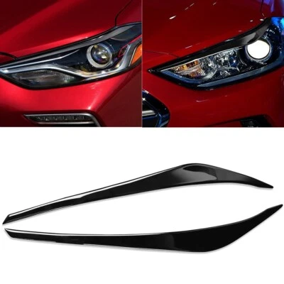 Eyelids Headlight Eyebrows Trim For Hyundai Elantra 2016-2018 Glossy Black - Bild 1 von 4