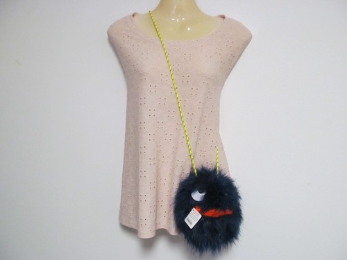 CrewCuts Girls Navy Blue Max the Monster Furry Shoulder Bag NWT J Crew - Picture 2 of 12