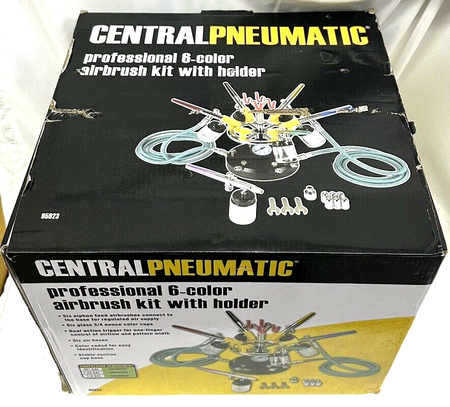 Central Pneumatic Professional 6Color Airbrush Kit w/Holder eBay